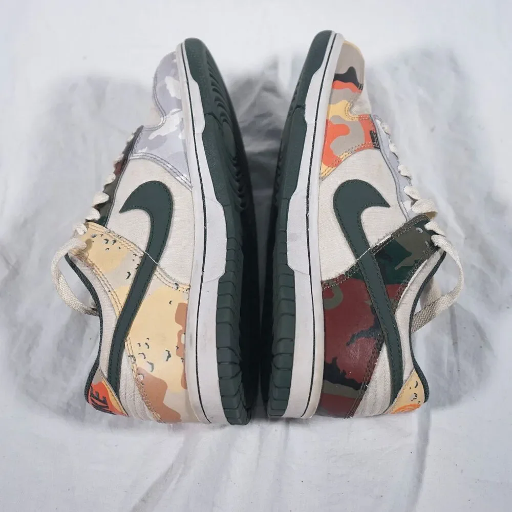 Nike Dunk Low SE Sail Multi-Camo GS White Green 4Y DB1909-100